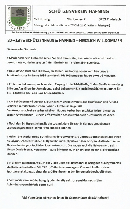 Wegweiser durch die Veranstaltung